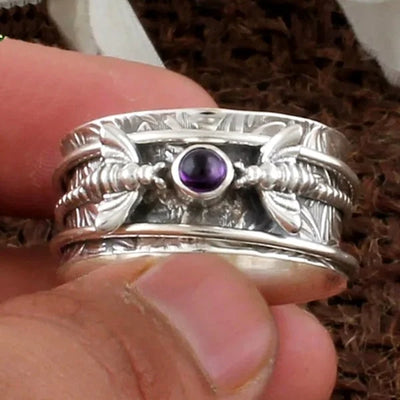 Bee Purple Gemstone Meditation Ring