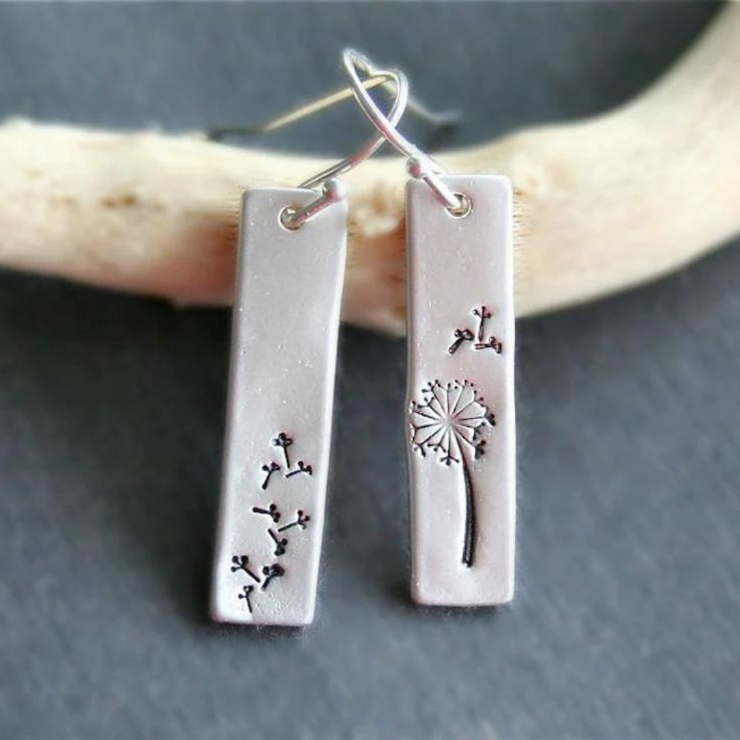 Rectangular Boho Silver Earrings