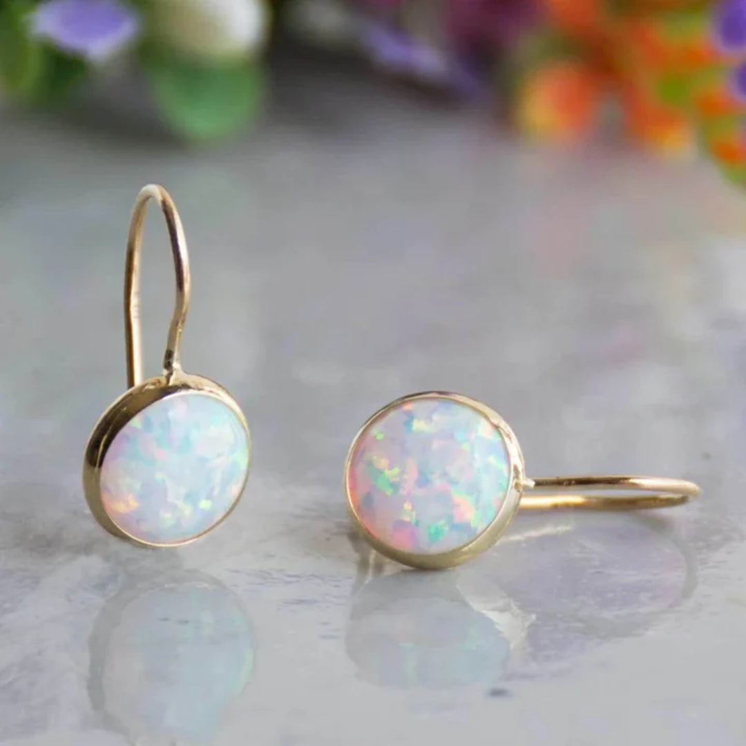 White Opal Vintage Earrings