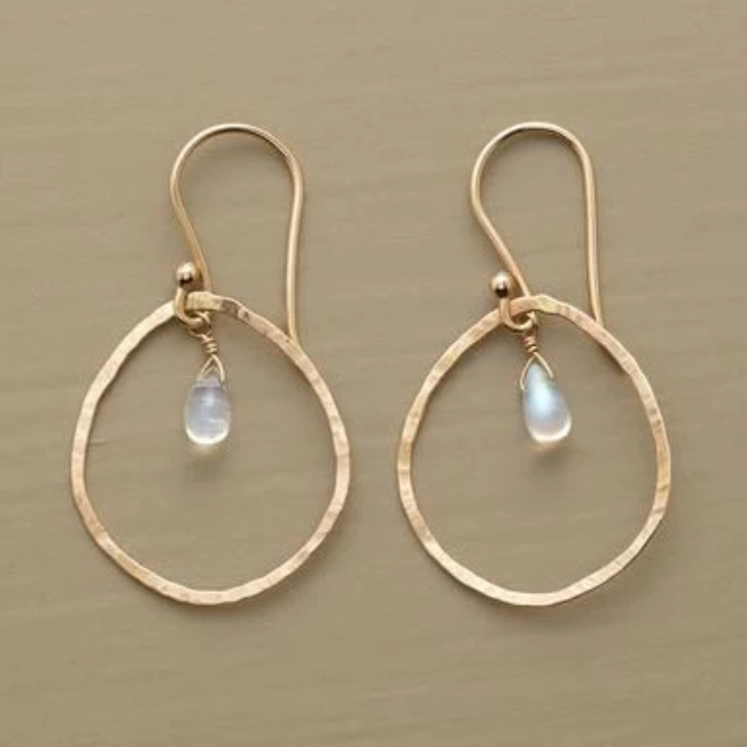 Vintage Gold & White Crystal Earrings