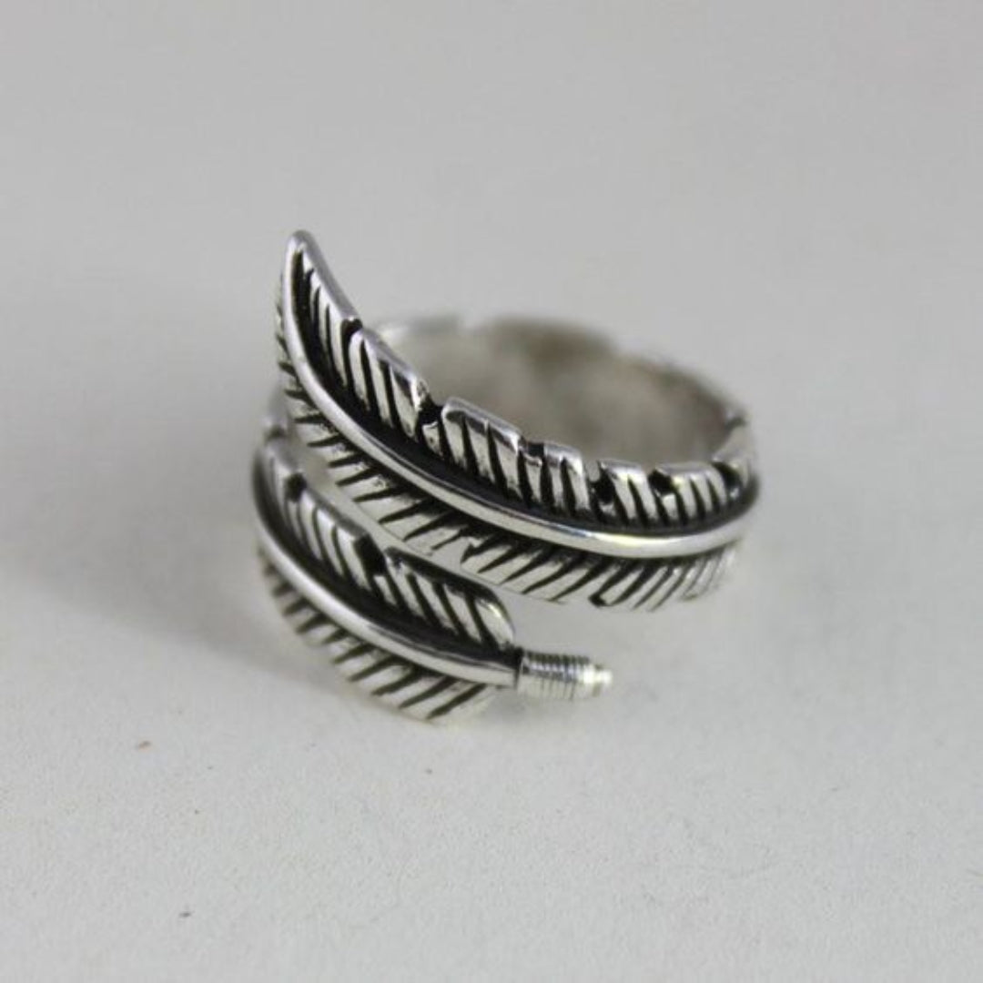 Vintage Feather Open Silver Ring