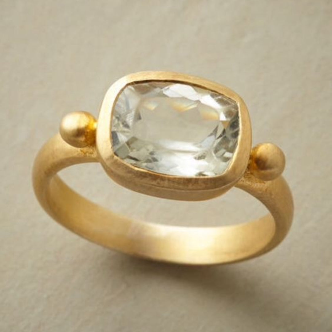 Vintage White Glass Gold Ring