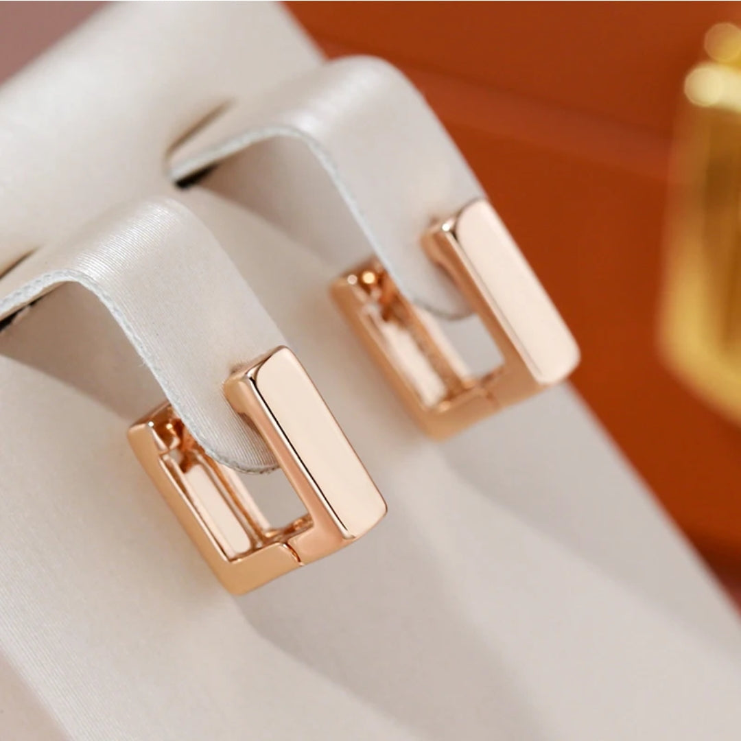 Elegant Half Square Golden Earrings