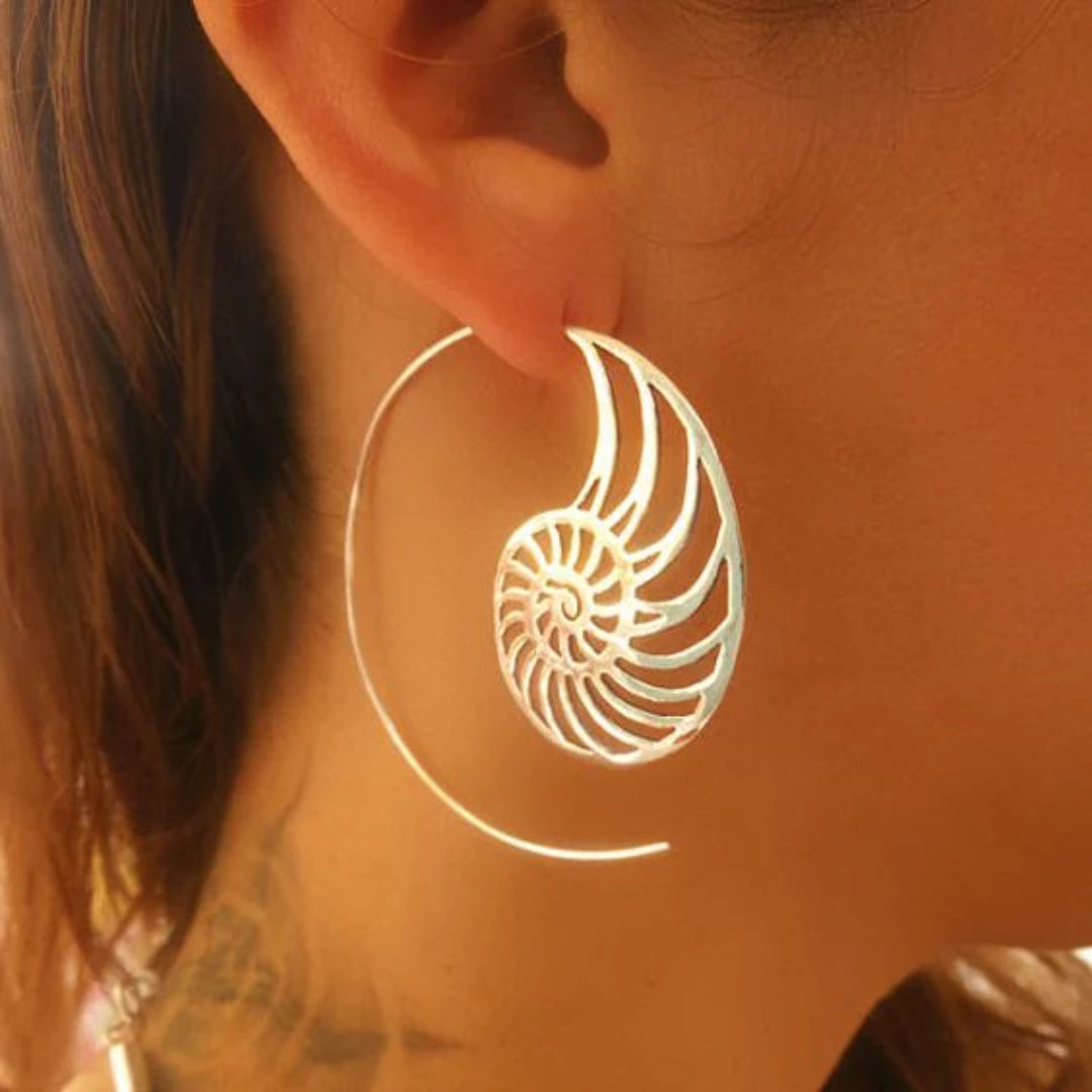 Vintage Golden Spiral Shell Earrings