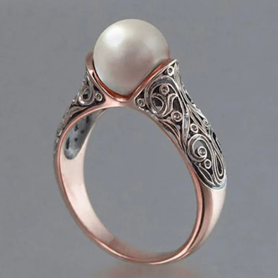 Vintage Rose Gold Pearl Ring