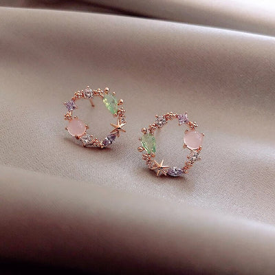 Crystal Floral Earrings in Rose Gold