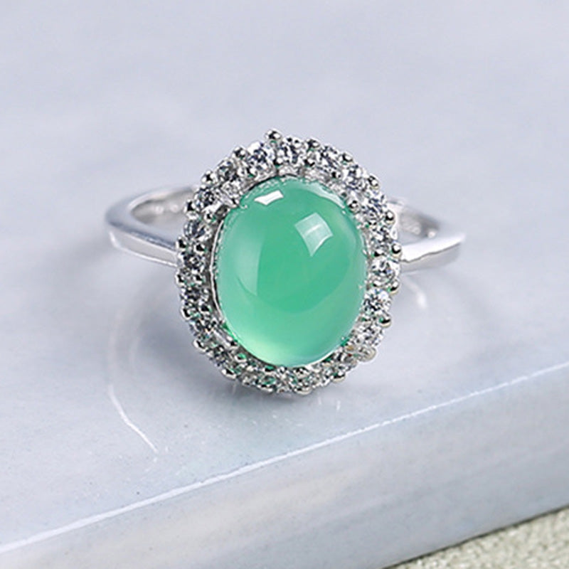 Green Opal Silver Ring