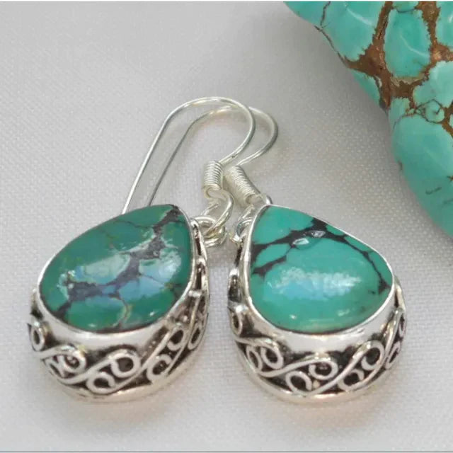 Vintage Natural Turquoise Stone Earrings