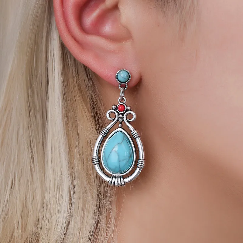 Vintage Turquoise Stone Dangling Earrings