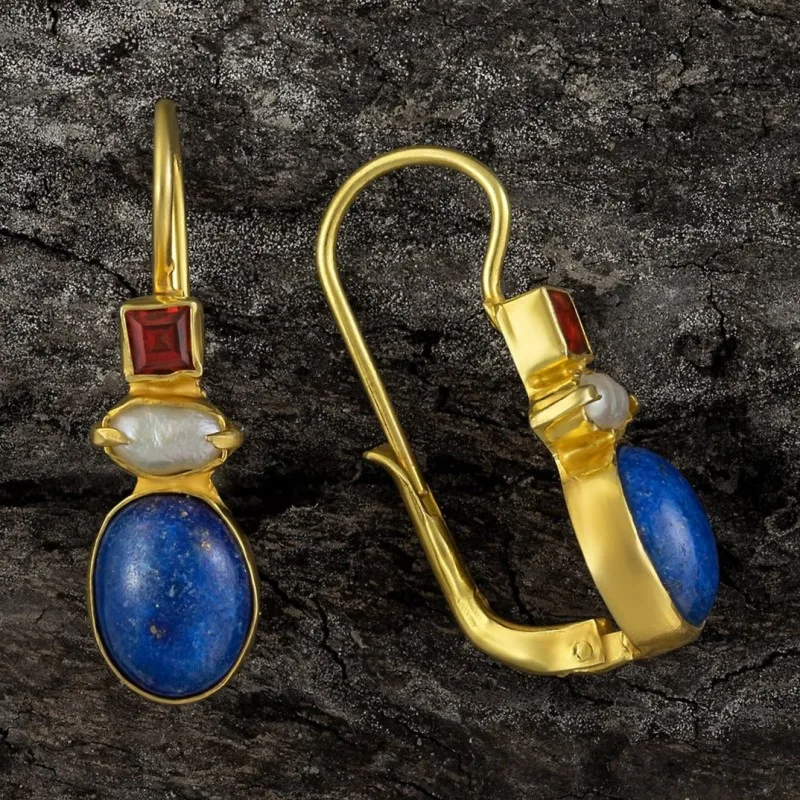 Vintage Golden Blue Stone Earrings