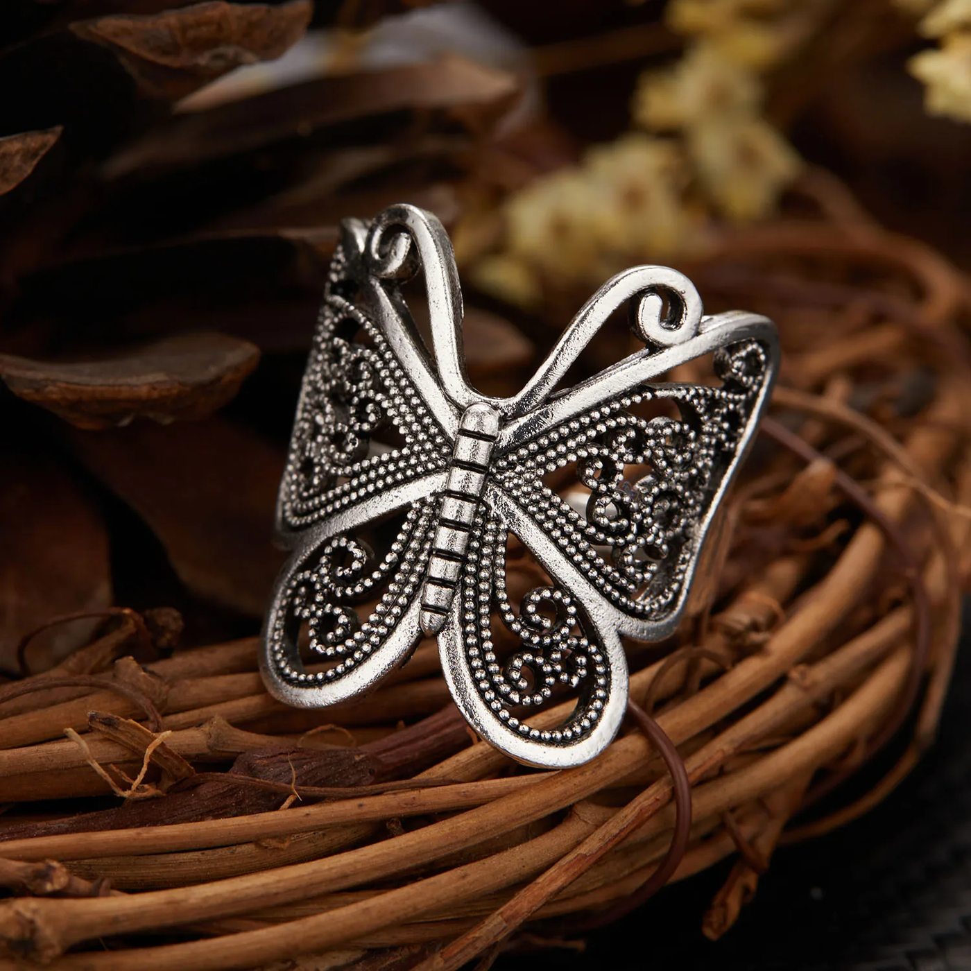 Vintage Butterfly Silver Ring