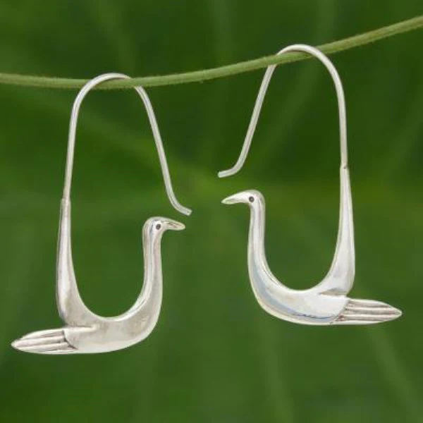 Vintage Silver Swan Earrings