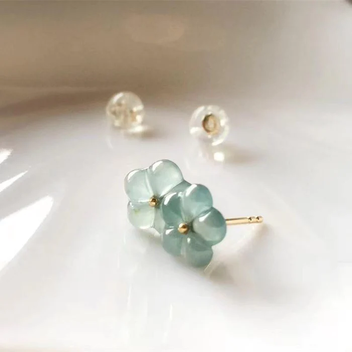 Vintage Green Crystal Flower Earrings