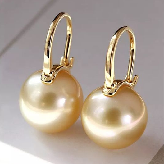 Elegant Golden Pearl Earrings