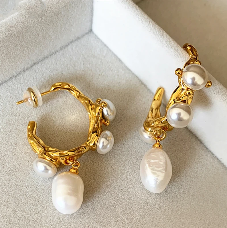 Elegant Irregular Baroque Pearl Earrings