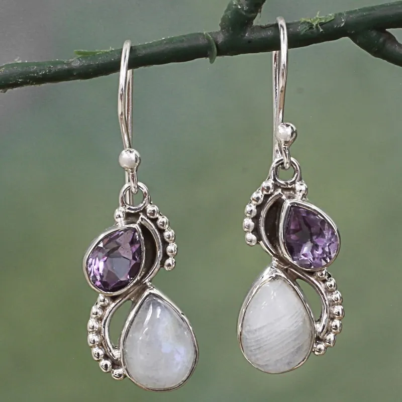 Vintage Purple Moonstone Earrings