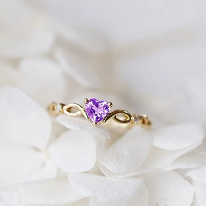 Vintage Purple Heart Zirconia Ring