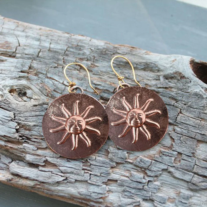 Vintage Rounded Sun Brown Earrings