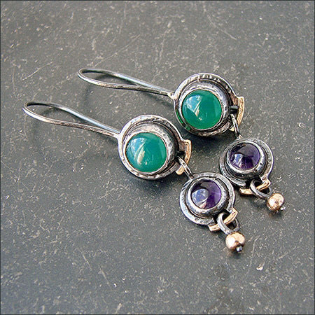 Vintage Green & Purple Crystal Earrings