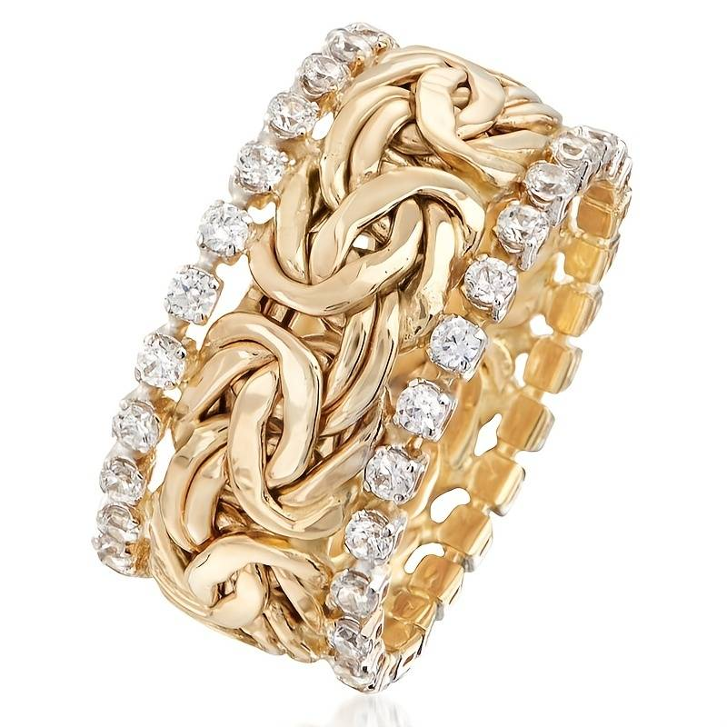 Vintage Gold Braided Zirconia Ring