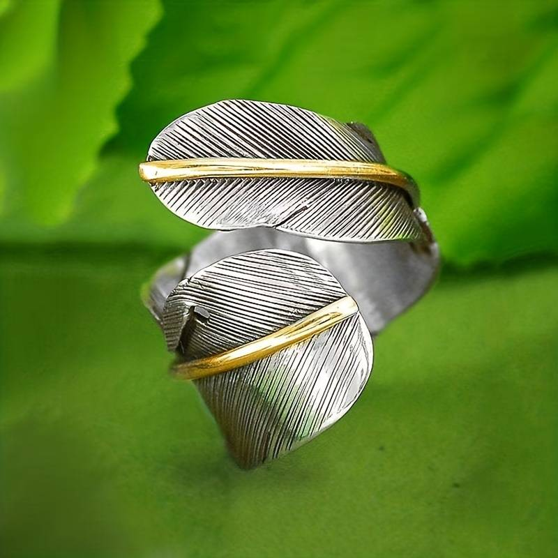 Vintage Spiral Silver Leaf Ring