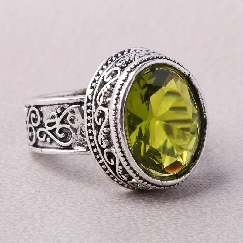 Vintage Crystal Olive Ring