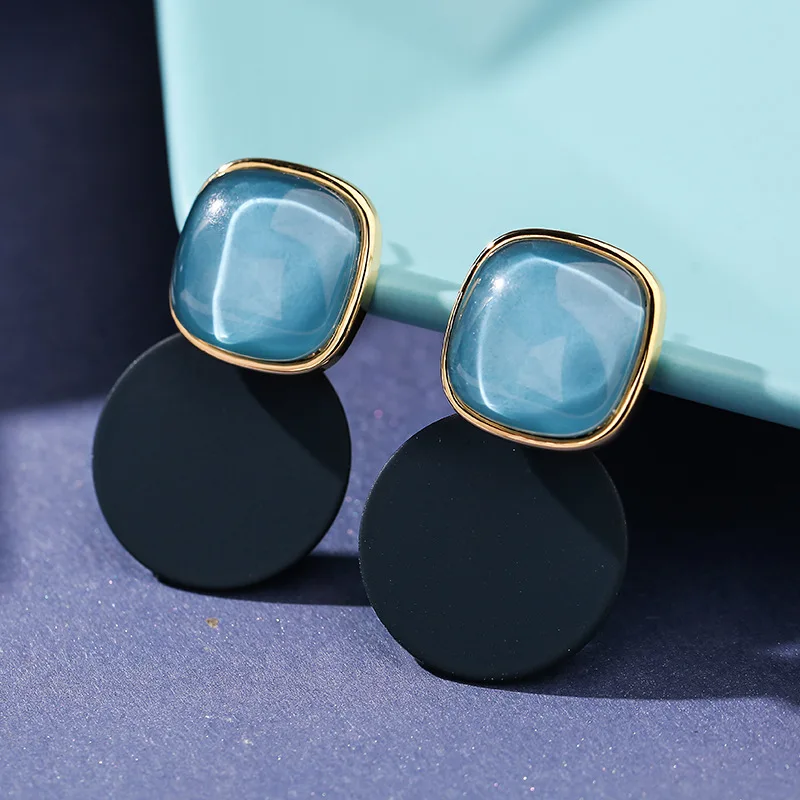 Vintage Black & Blue Earrings