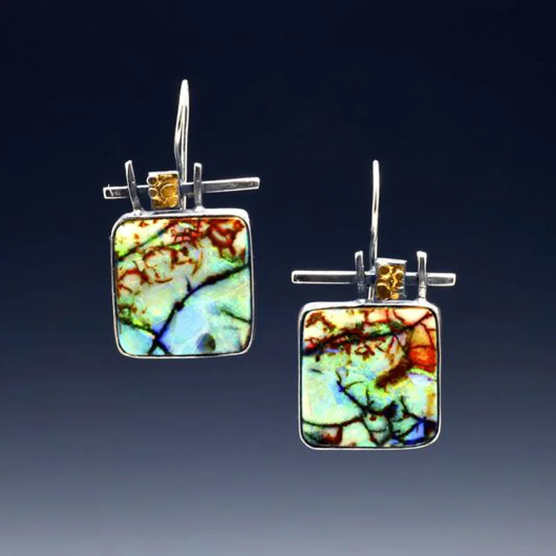 Vintage Chromatic Square Earrings