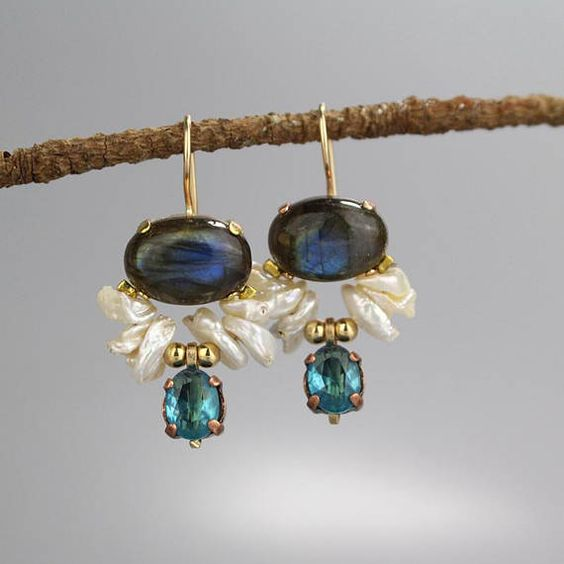 Vintage Blue Ocean Stone Earrings