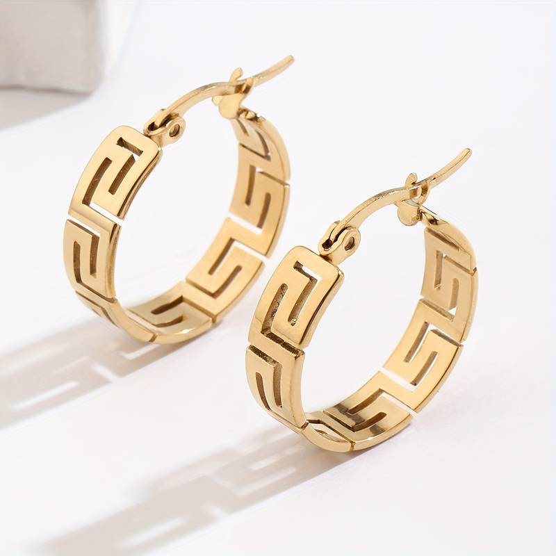 Vintage Golden Hollow Hoop Earrings