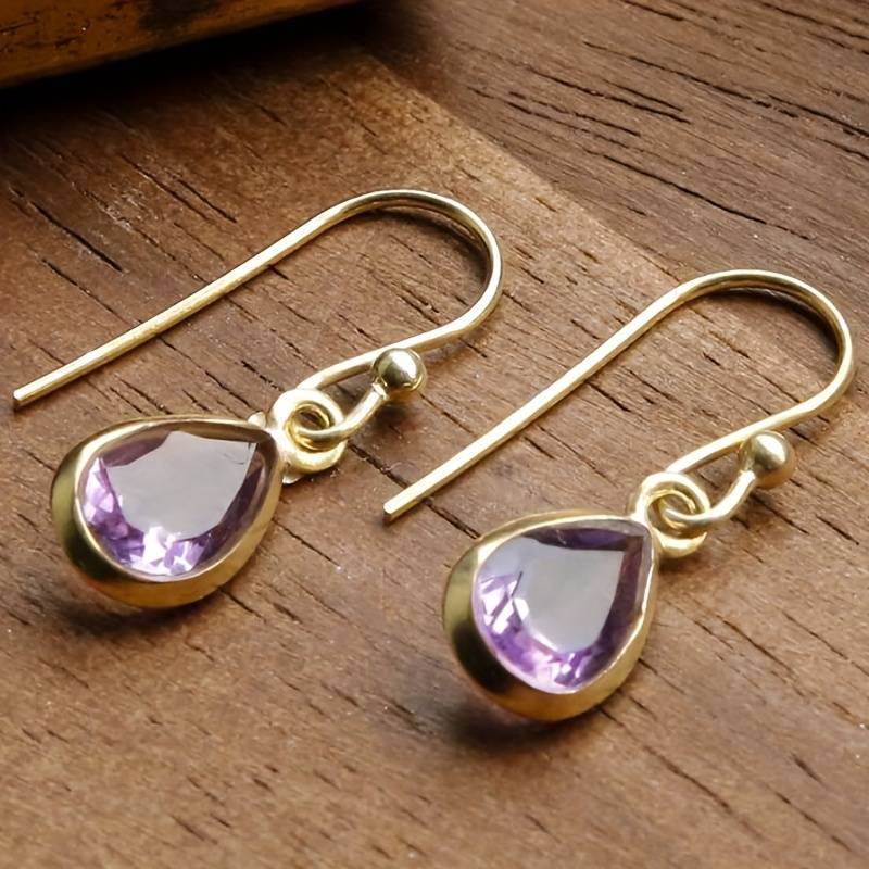 Vintage Purple Crystla Drop Earrings