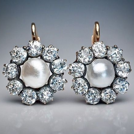 Vintage Star Pearl Zirconia Earrings