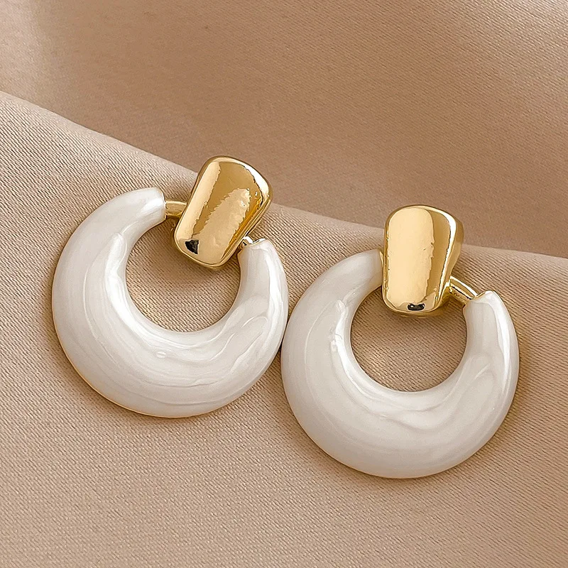 Elegant White Hoop Earrings