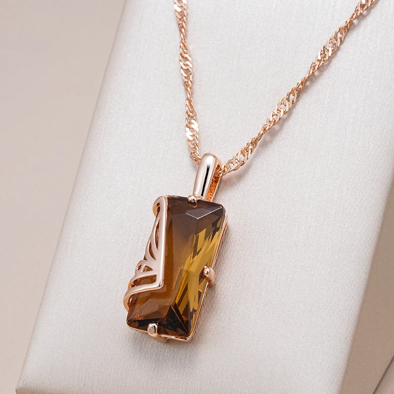 Elegant Brown Glass Necklace