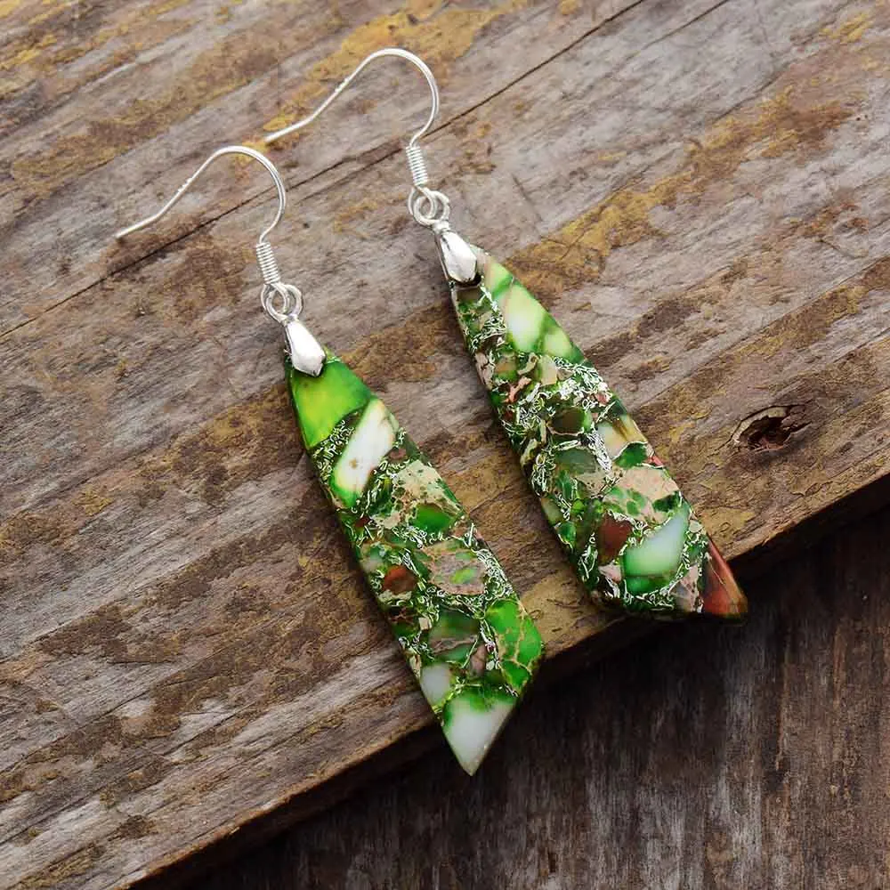 Vintage Green Nature Stone Earrings