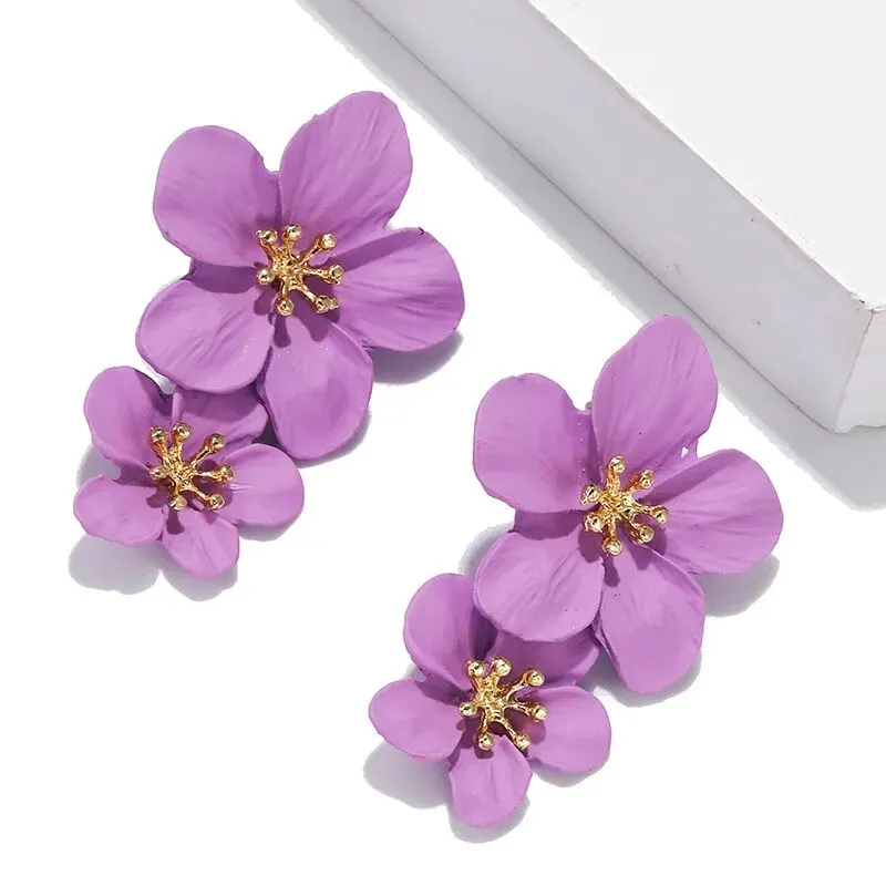 Vintage Purple Flower Earrings