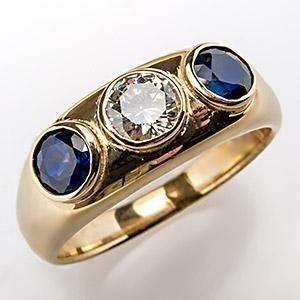 Vintage Blue Inlaid Glass Zirconia Gold Ring