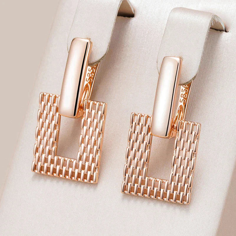 Golden Elegant Square Earrings