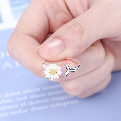 Silver Adjustable Sunflower Ring